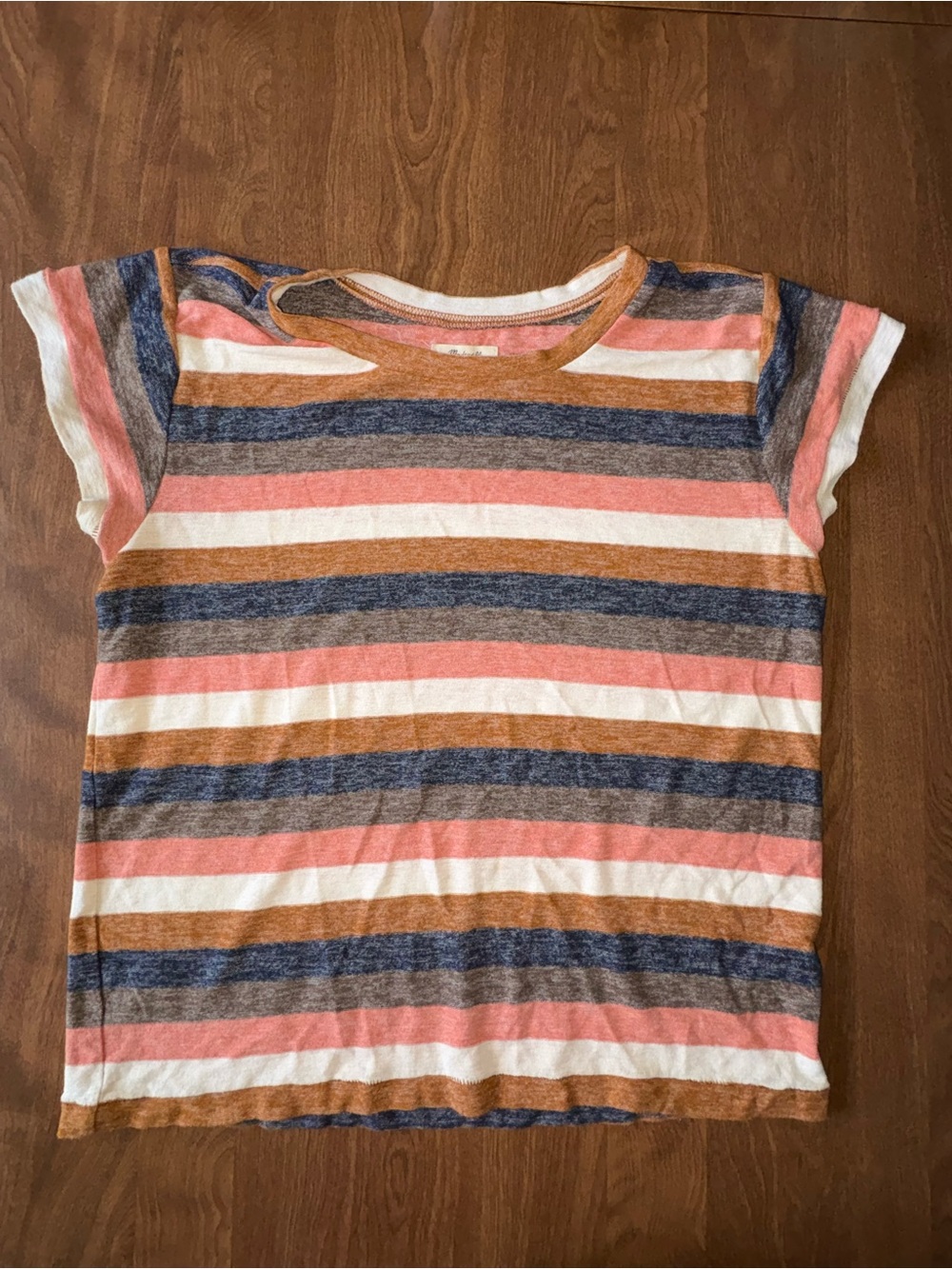 Madewell Striped Short-Sleeve Tee in Pink, Blue & Tan